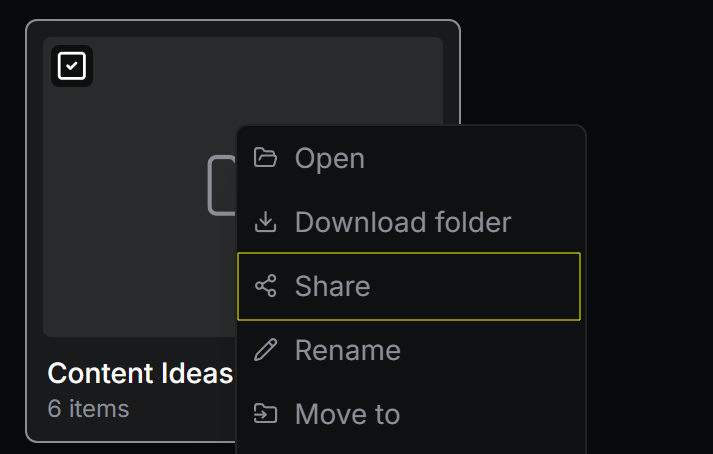 Share context menu