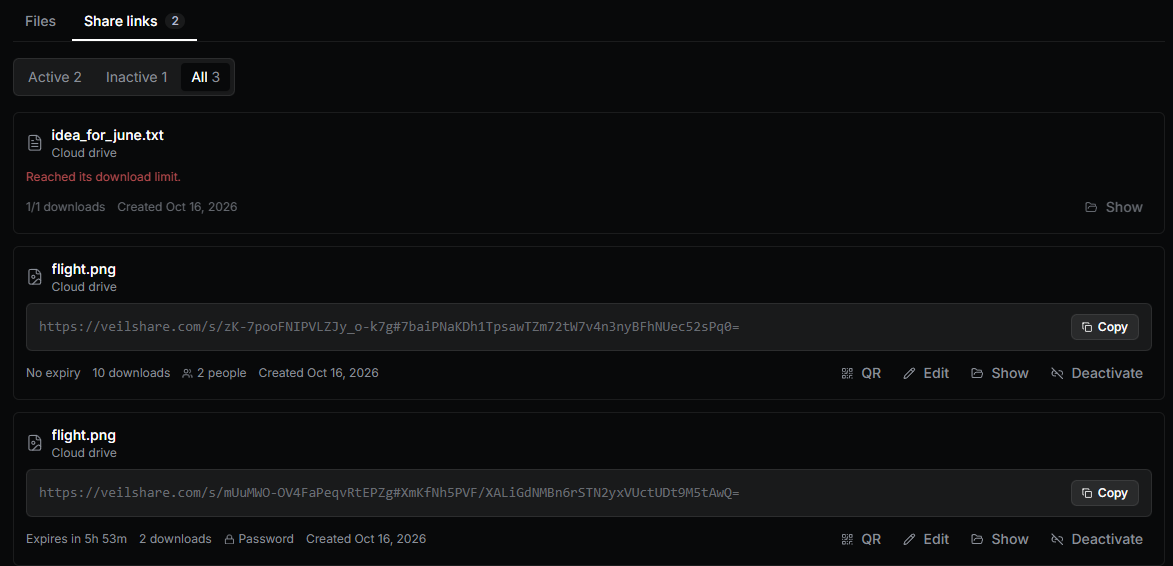 Share links overview