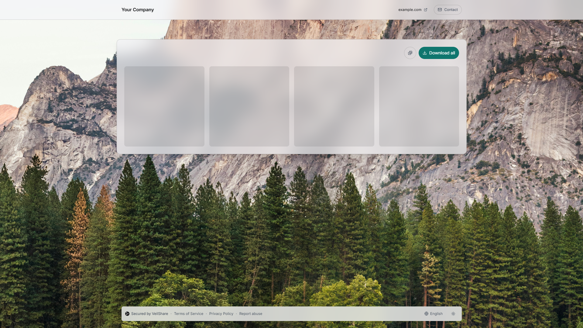 A shared folder shown on a branded share page